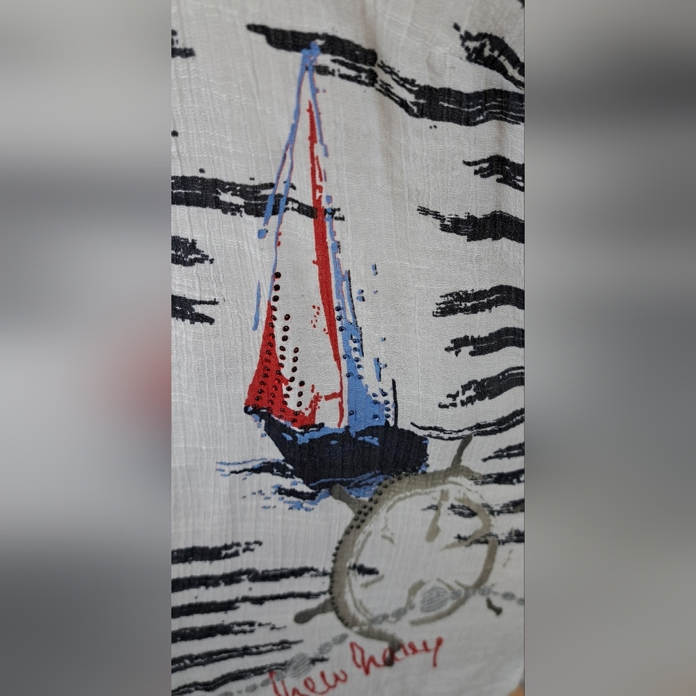 Le Grenier Top Shirt Nautical Sailing Ltweight Transparent Beach Y2K 90s Medium - Picture 5 of 14